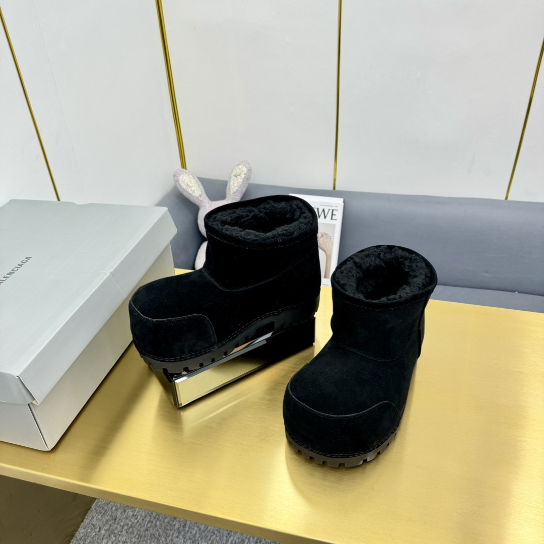 Balenciaga Alaska Fur Bootie In Black - DesignerGu