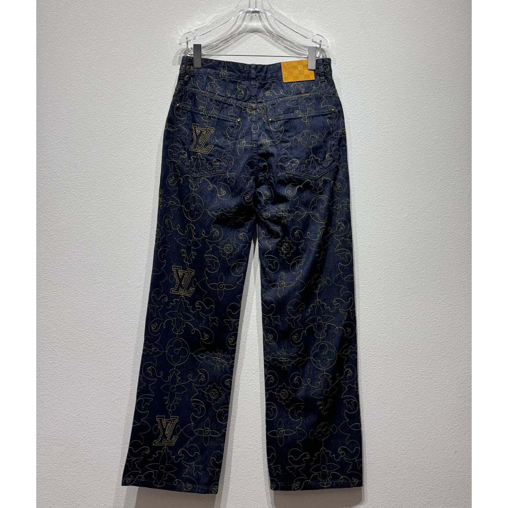 Louis Vuitton Embroidered Denim Pants    - DesignerGu