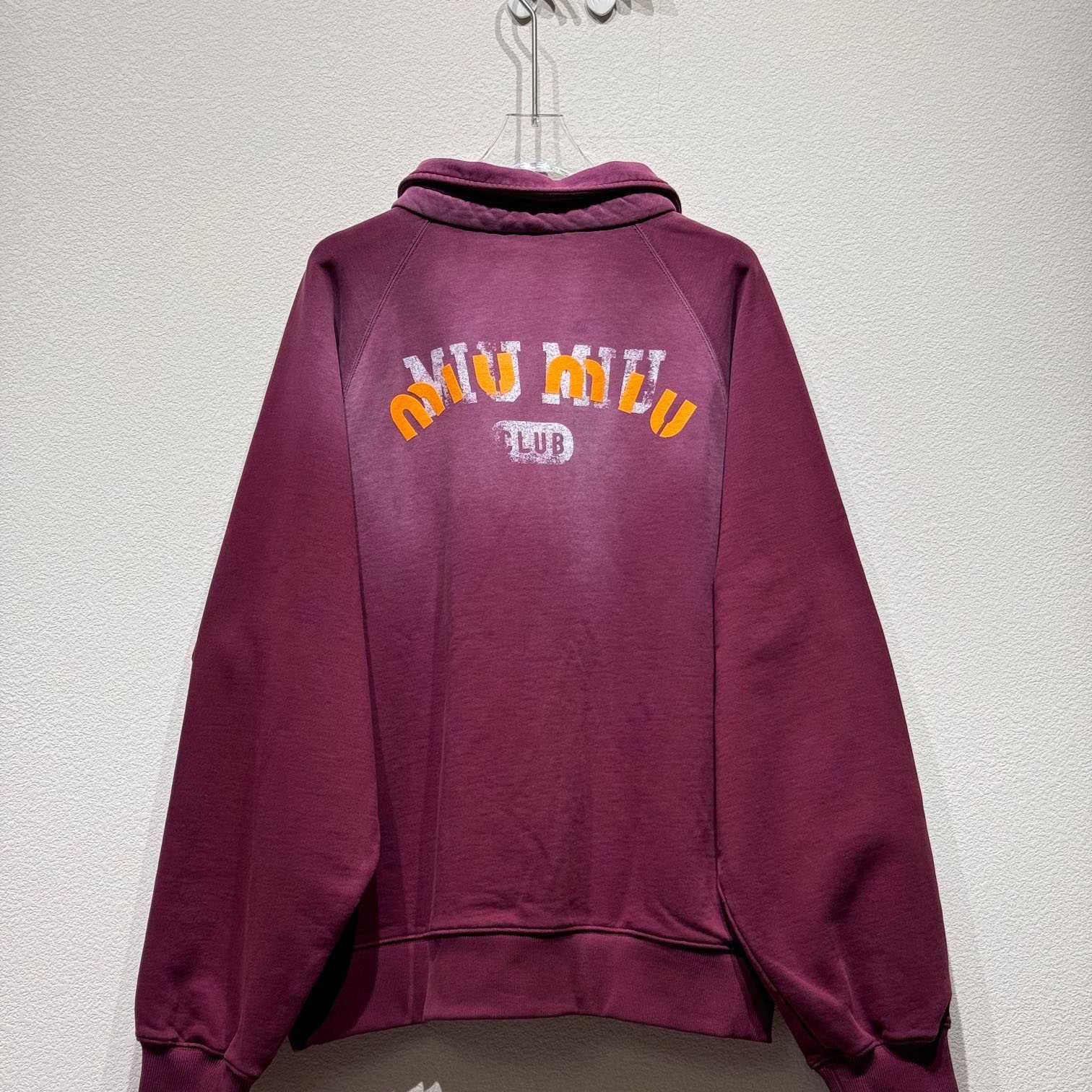 Miu Miu Burgundy Long Sleeve Polo With Logo In Red - DesignerGu