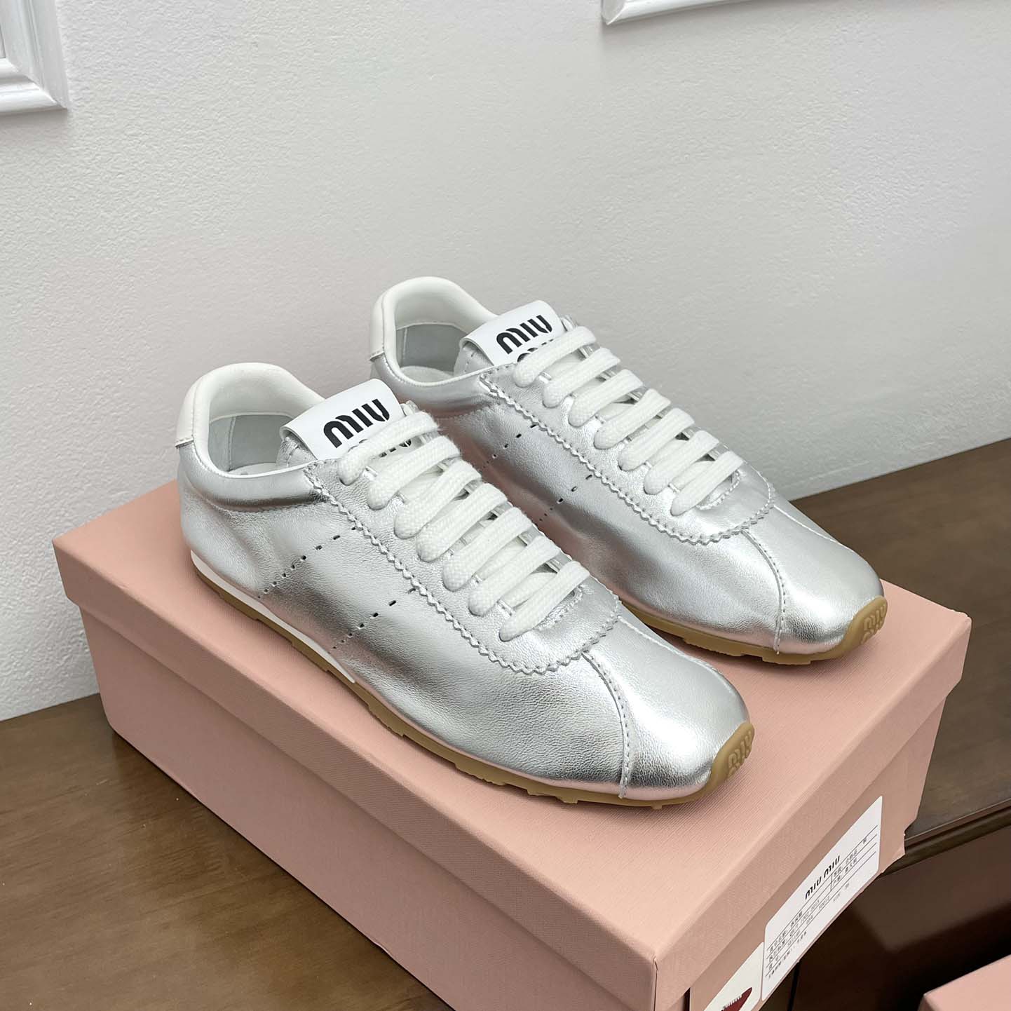 Miu Miu Plume Mordoré Calfskin Sneakers - DesignerGu