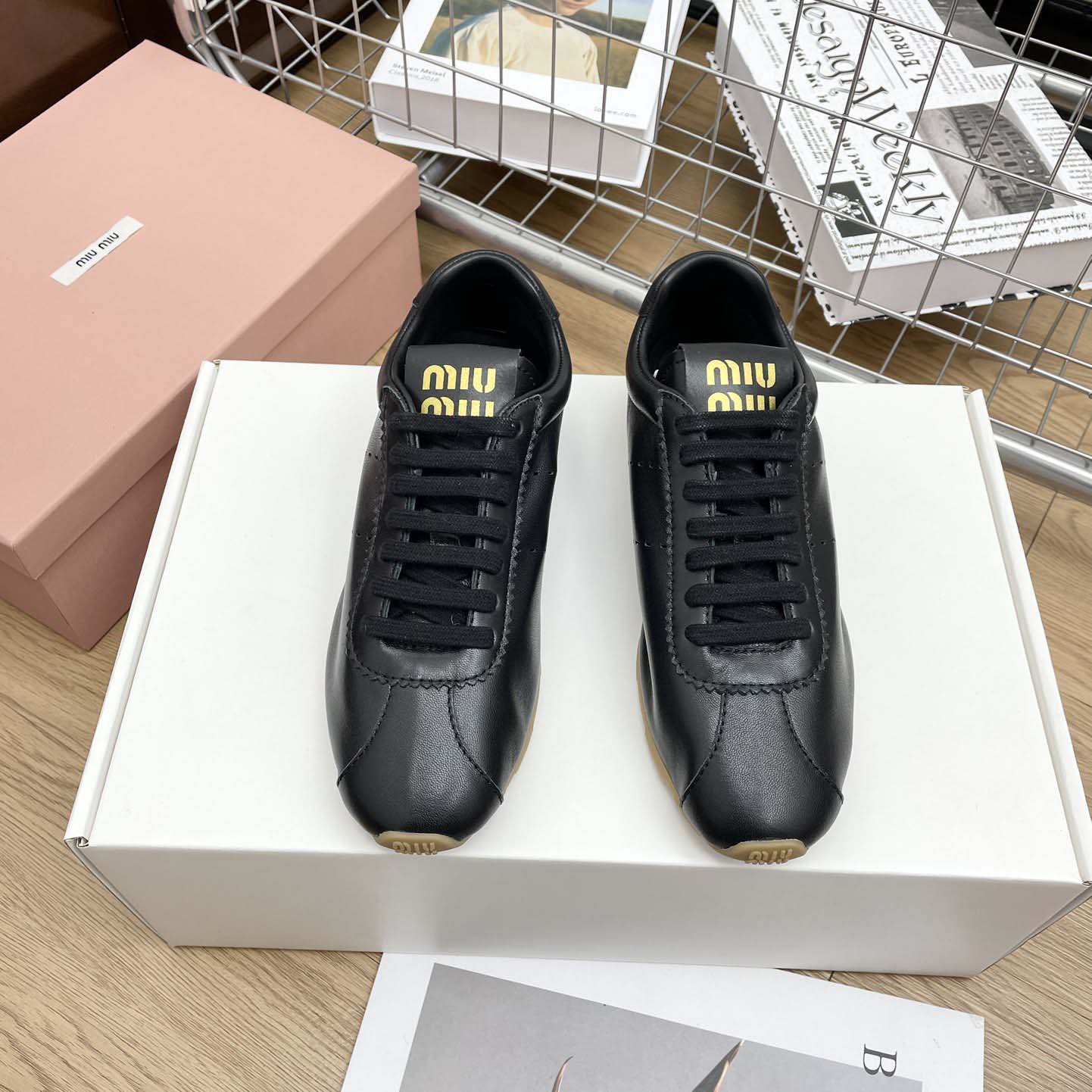 Miu Miu Plume Nappa Leather Sneakers - DesignerGu