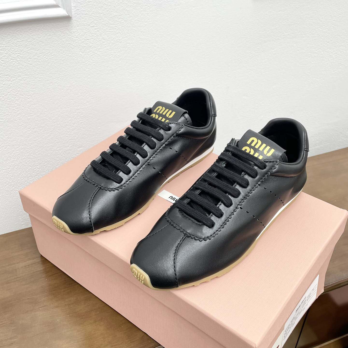 Miu Miu Plume Nappa Leather Sneakers - DesignerGu