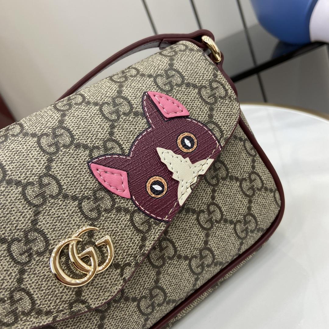 Gucci GG Mini Shoulder Bag With Cat Detail - DesignerGu