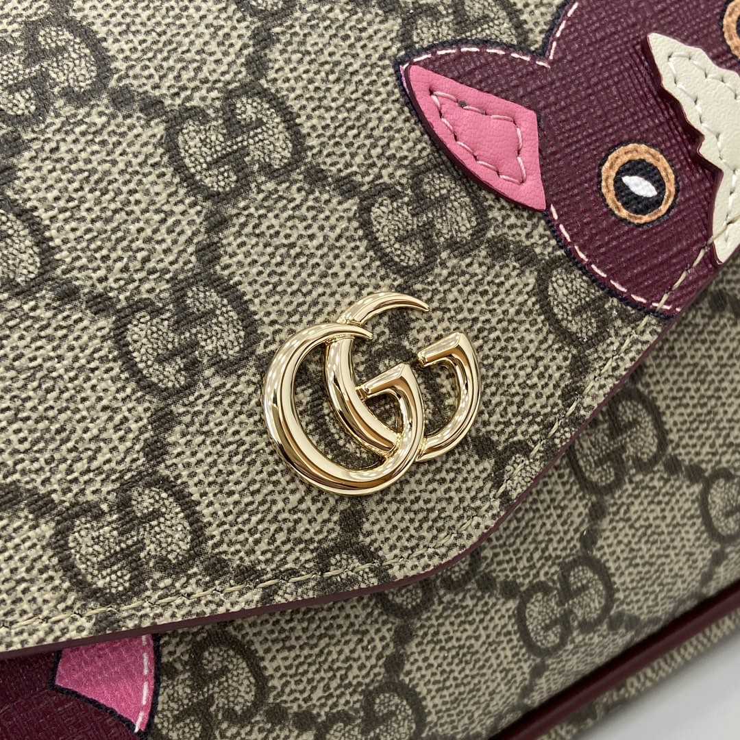 Gucci GG Mini Shoulder Bag With Cat Detail - DesignerGu