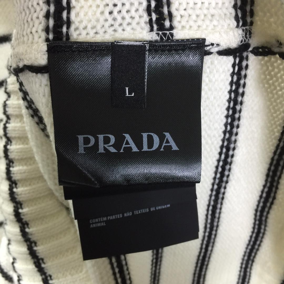 Prada Intarsia-logo Striped Cashmere Jumper - DesignerGu