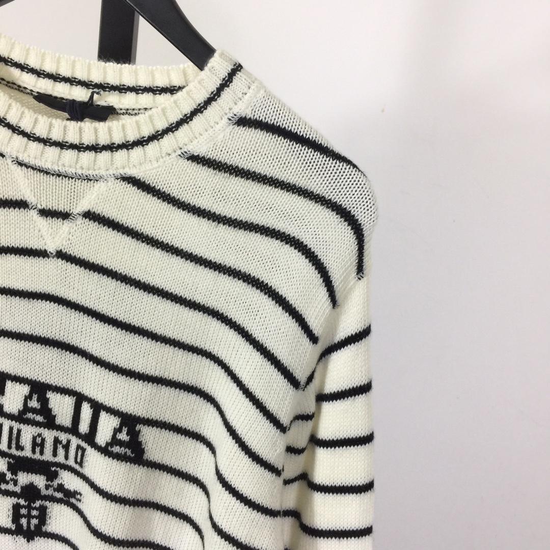 Prada Intarsia-logo Striped Cashmere Jumper - DesignerGu