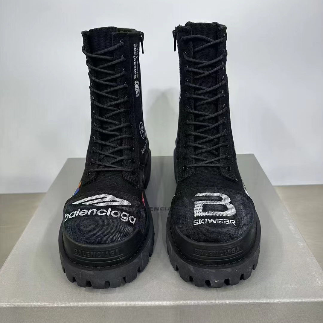 Balenciaga Combat Strike 20mm Boot In Black - DesignerGu