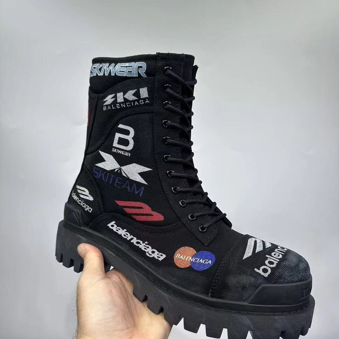 Balenciaga Combat Strike 20mm Boot In Black - DesignerGu