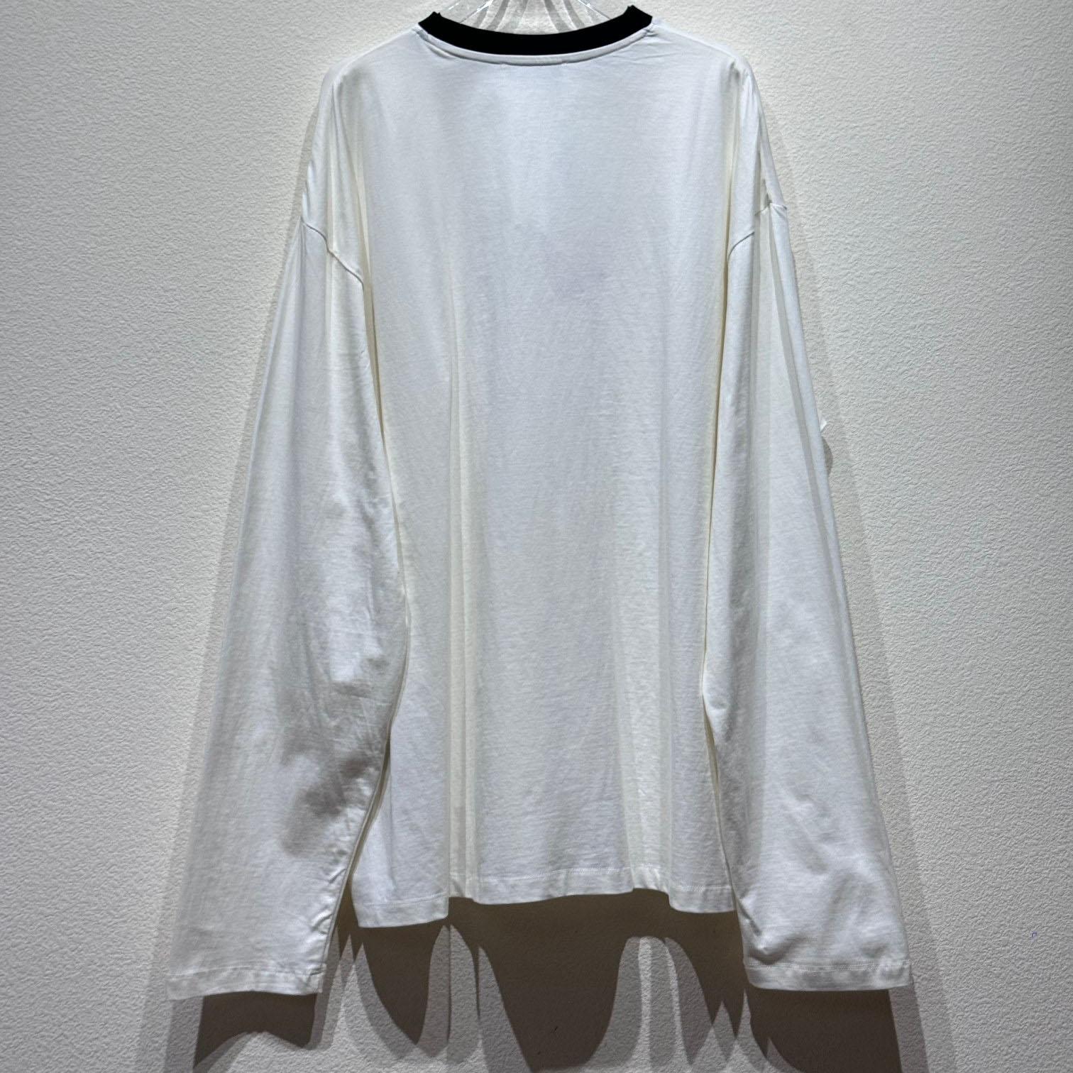 Miu Miu Long Sleeve Cotton T-shirt - DesignerGu