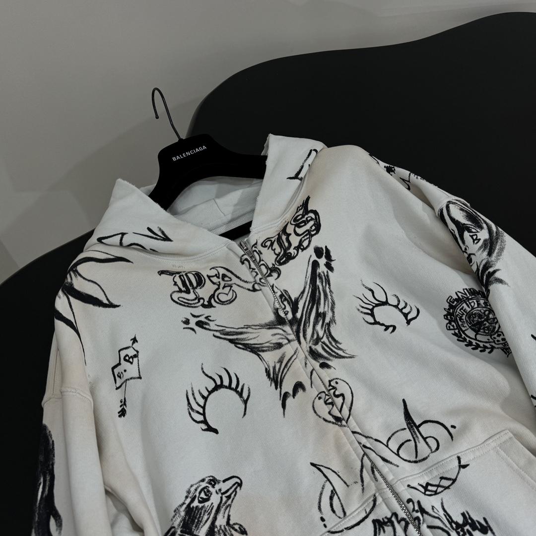 Balenciaga Medium Fit Zip-Up Hoodie - DesignerGu