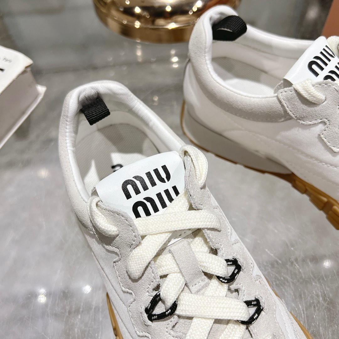 Miu Miu Tyre Technical Fabric And Suede Sneakers - DesignerGu