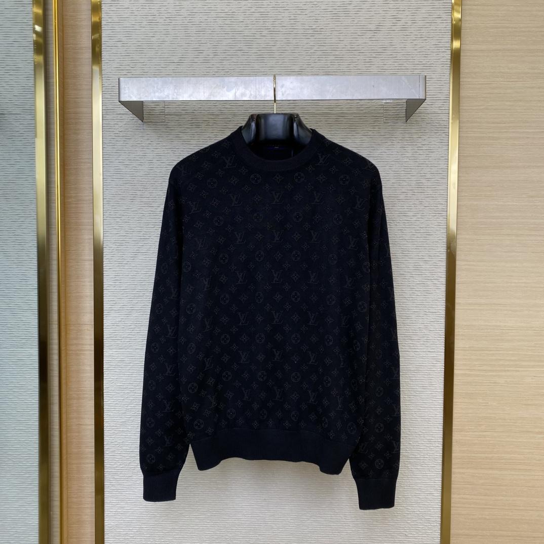 Louis Vuitton Monogram Embellished Wool Evening Crewneck   - DesignerGu