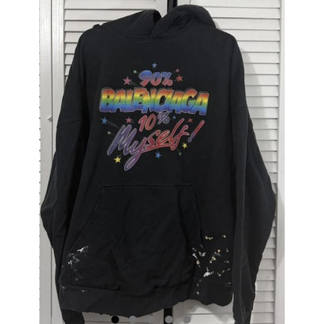 Balenciaga 90/10 slogan-print Hoodie - DesignerGu