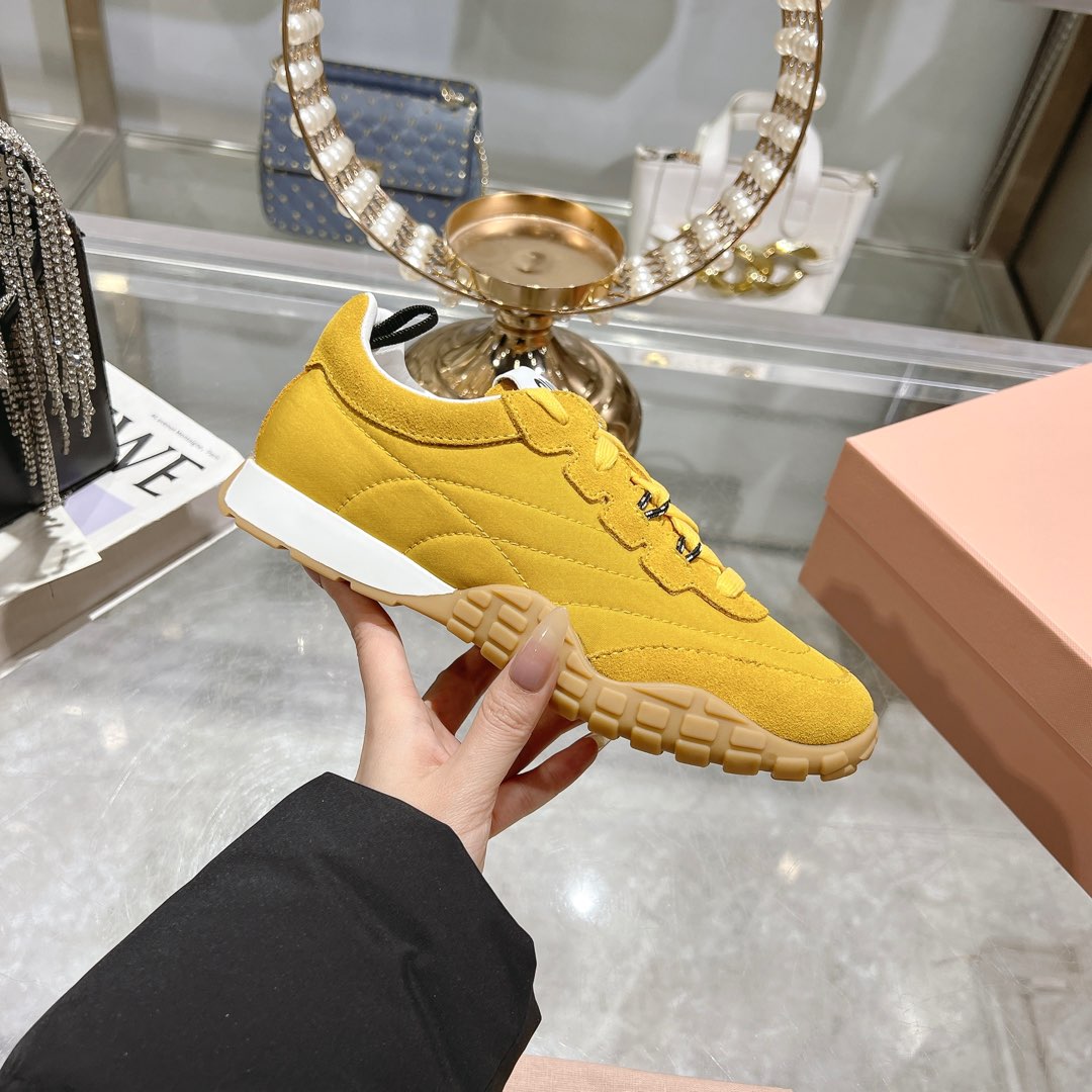 Miu Miu Tyre Technical Fabric And Suede Sneakers - DesignerGu