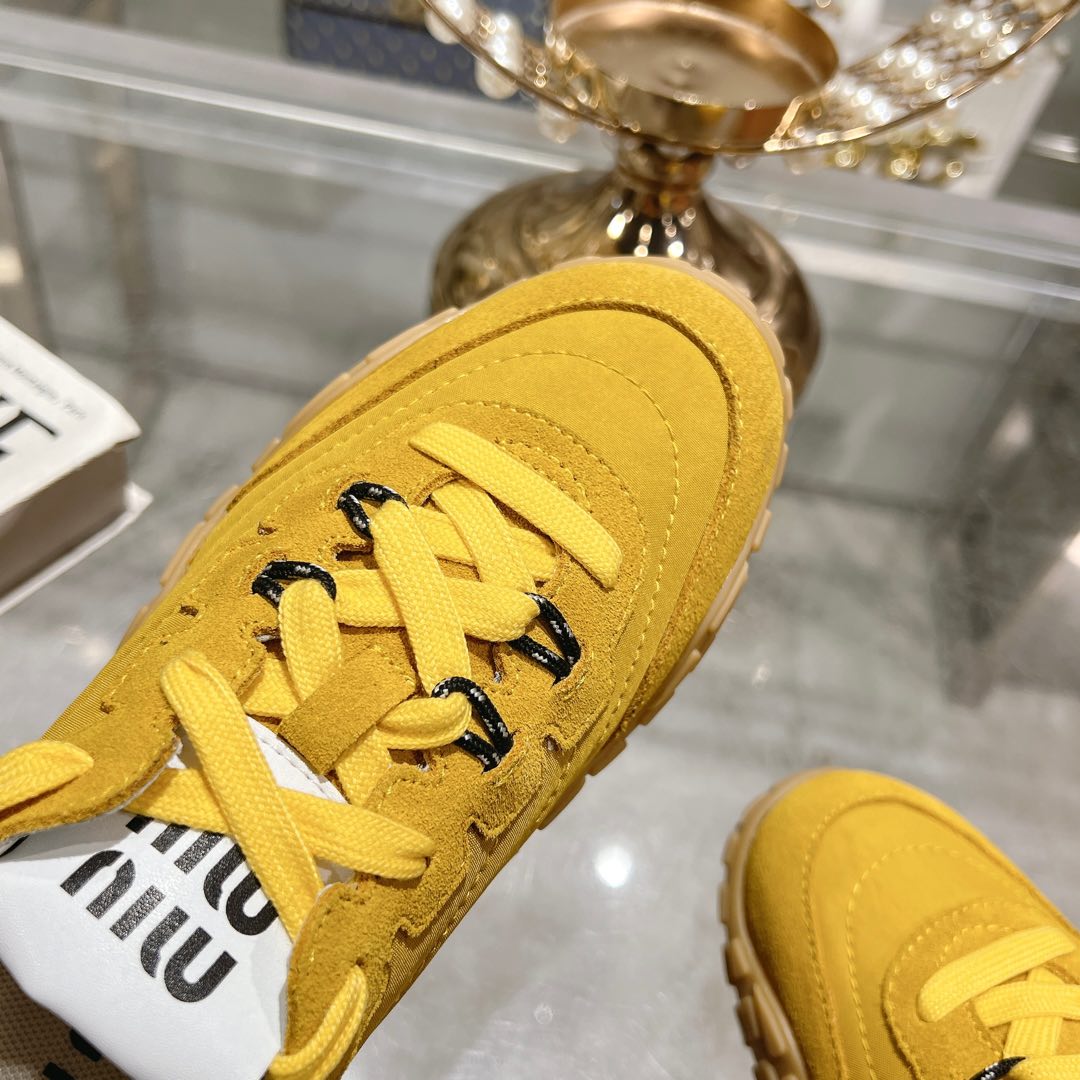 Miu Miu Tyre Technical Fabric And Suede Sneakers - DesignerGu