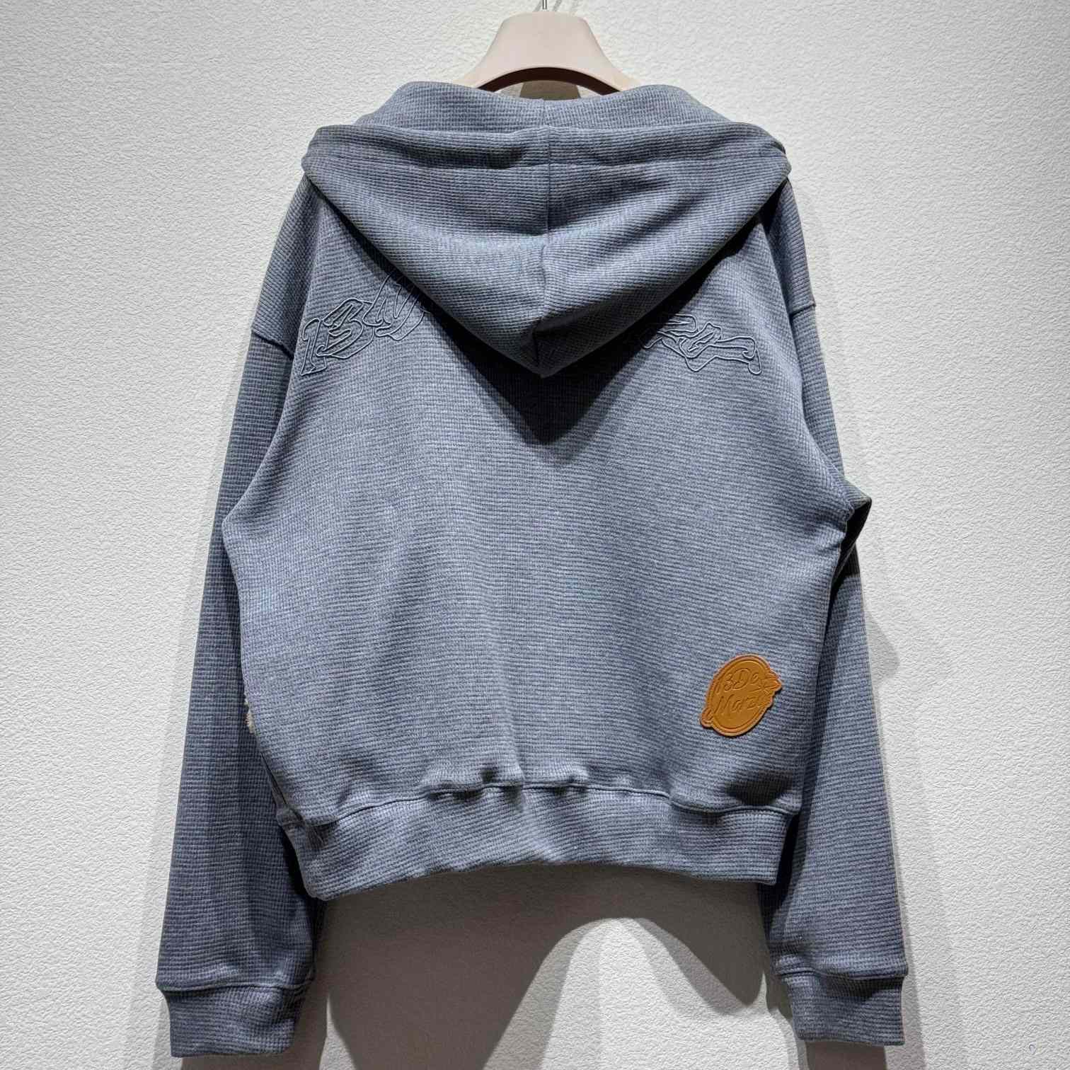 13DE MARZO 2408 Doozoo Waffle Check Hoodie Grey - DesignerGu