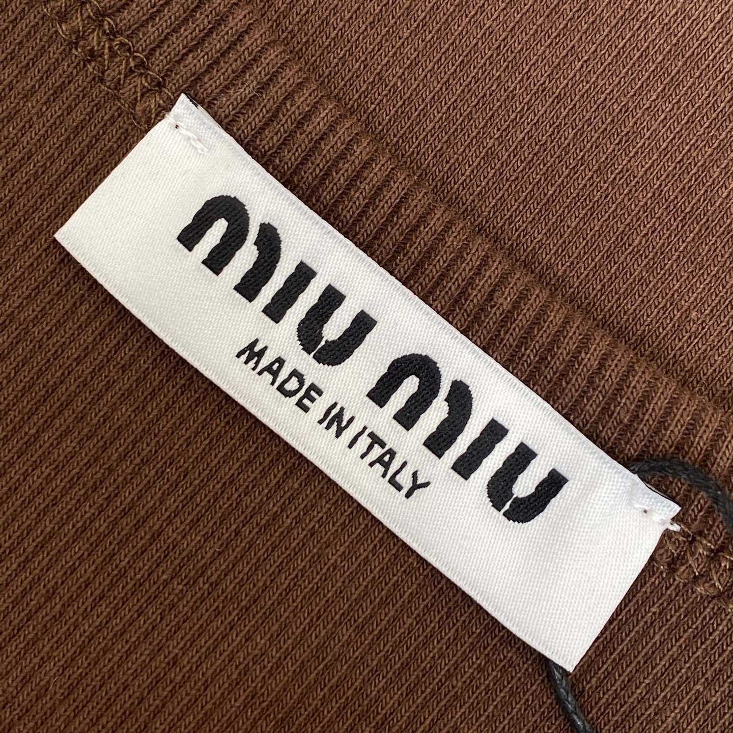 Miu Miu Brown Ribbed Knit Tank Top - DesignerGu