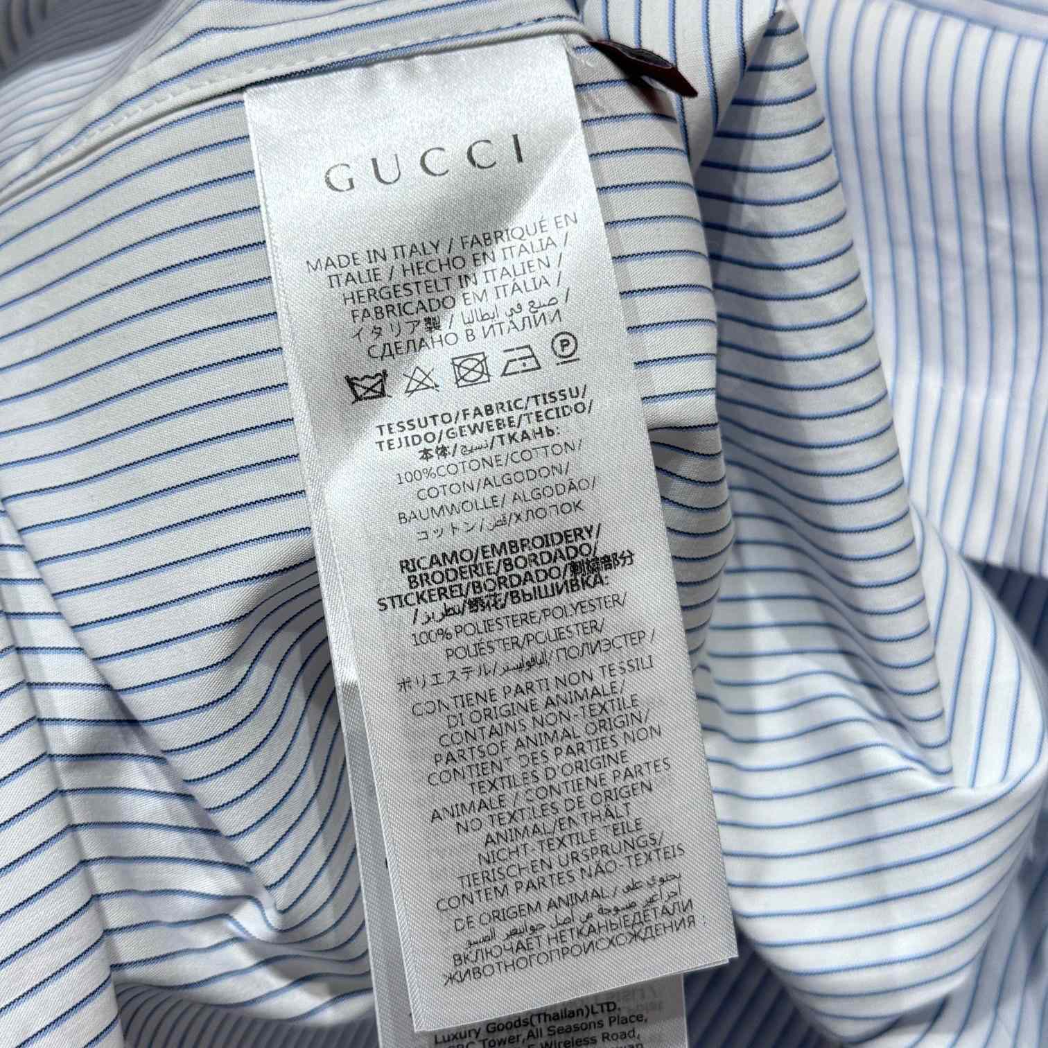 Gucci Embroidered Striped Cotton Shirt - DesignerGu