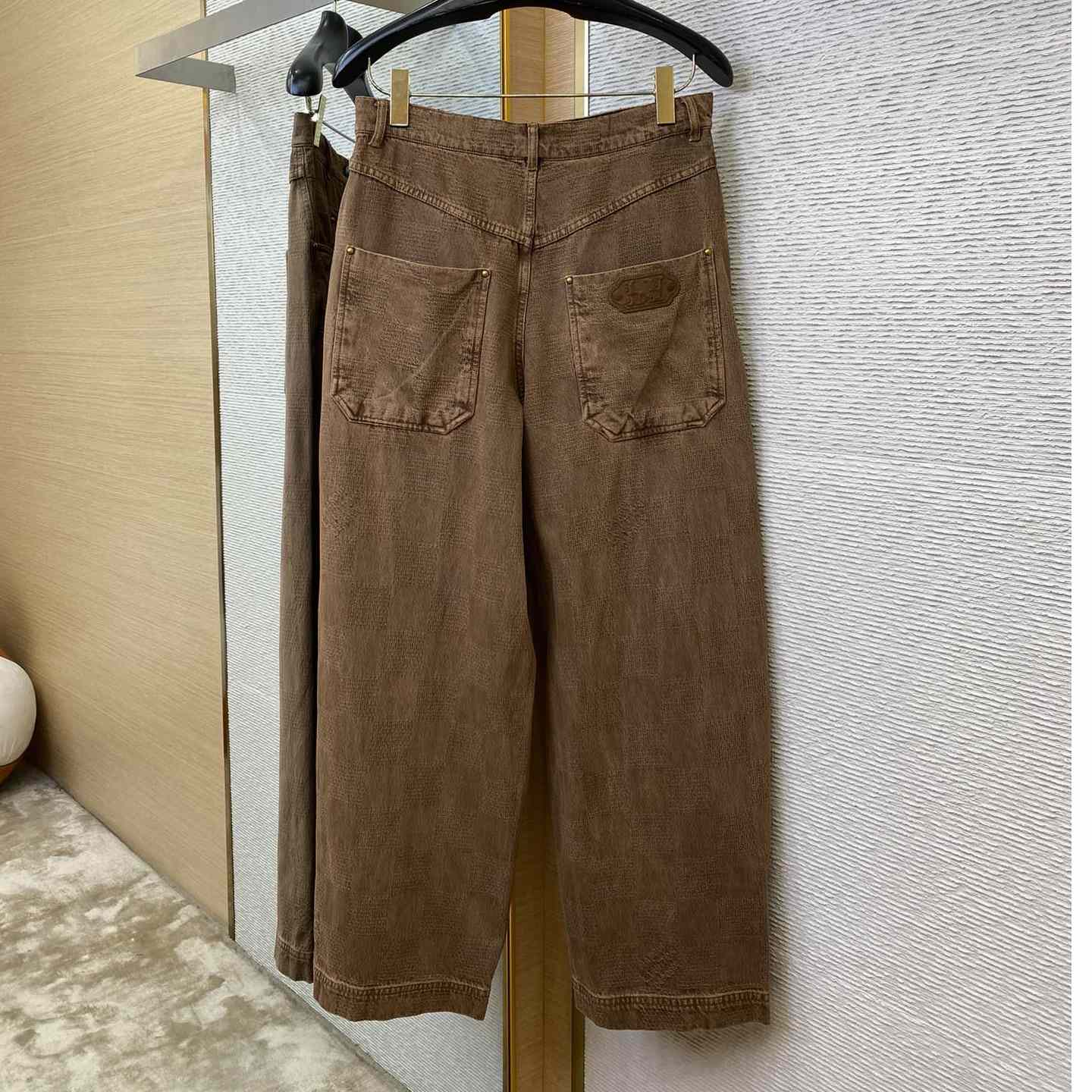 Louis Vuitton Brown Wash Effect Straight Leg Pants - DesignerGu