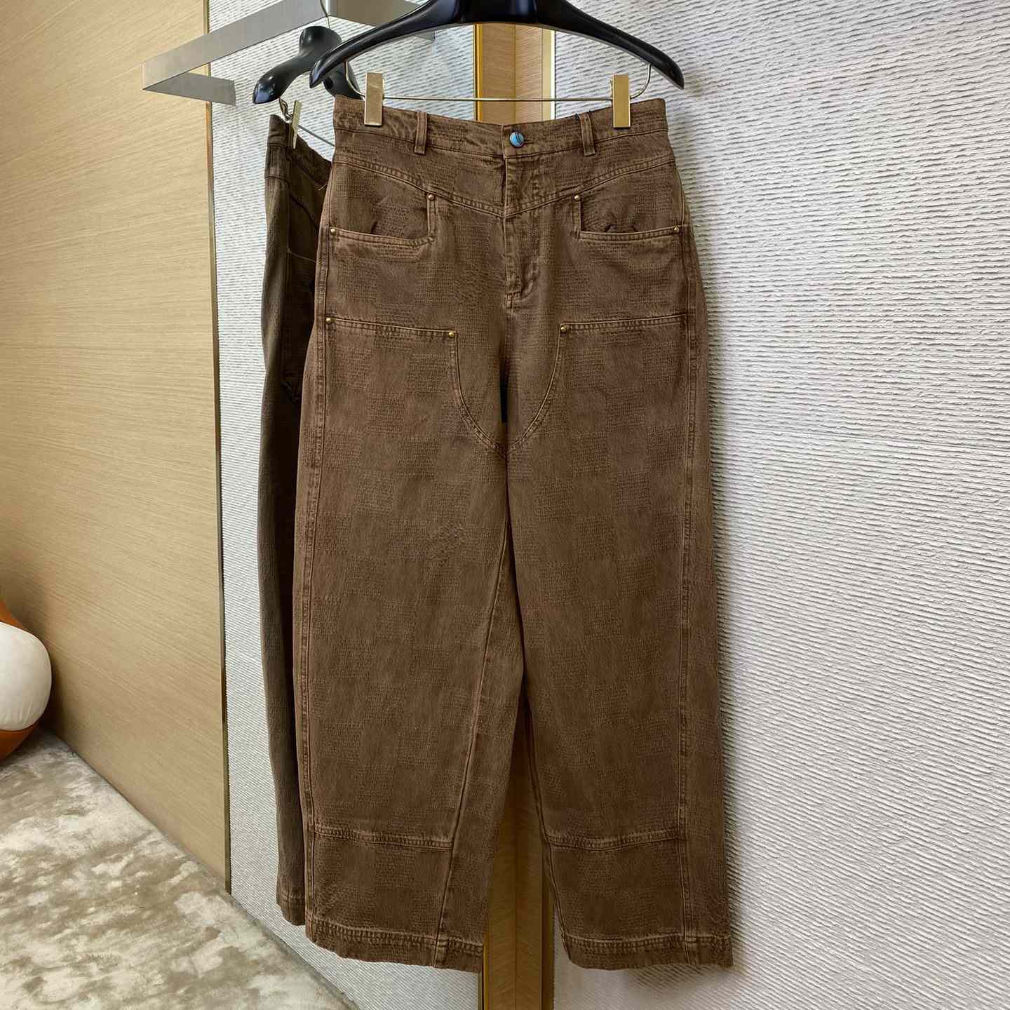 Louis Vuitton Brown Wash Effect Straight Leg Pants - DesignerGu