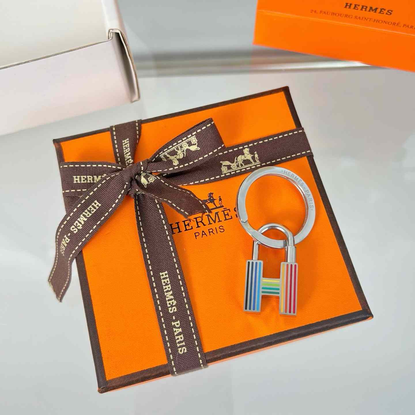 Hermes Cadenas Quizz Rainbow Key Ring - DesignerGu