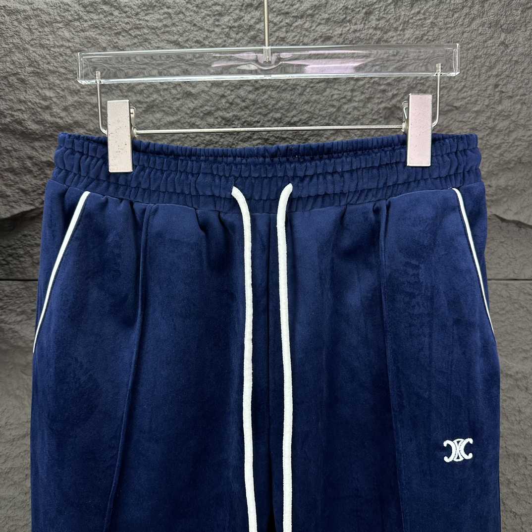 Celine Straight-Leg Logo-Embroidered Cotton-Blend Velour Track Pants - DesignerGu