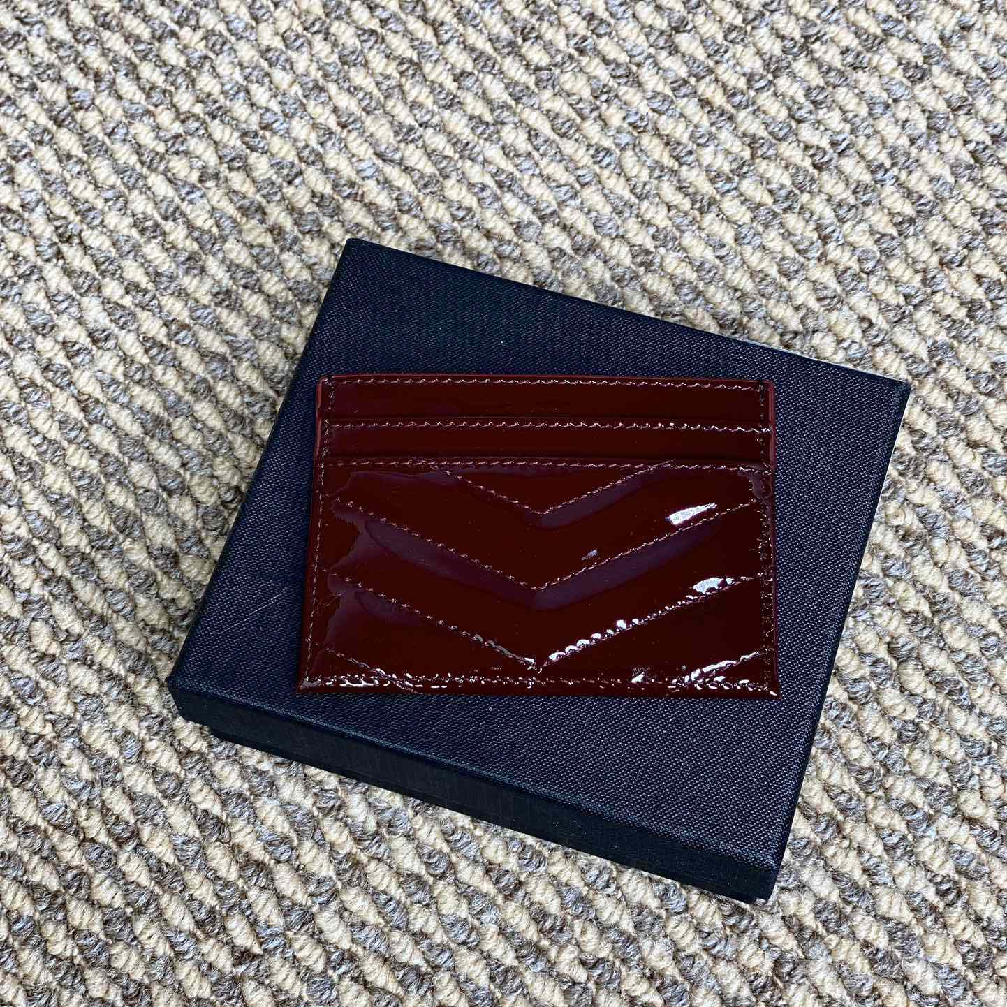 Saint Laurent Cassandre Matelasse Card Case In Patent Leather - DesignerGu