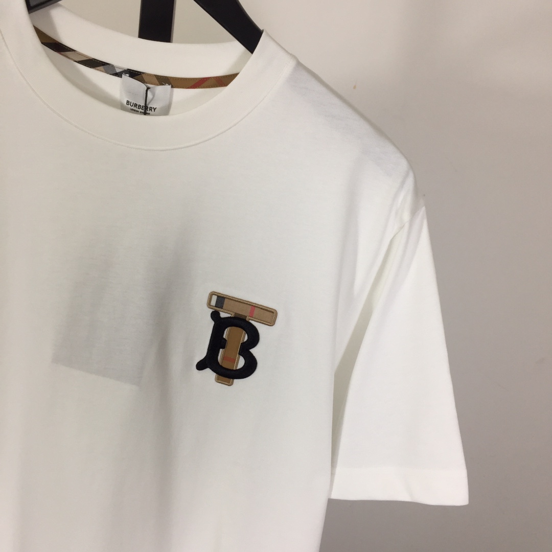 Burberry Embroidered TB Lettering Cotton T-shirt - DesignerGu