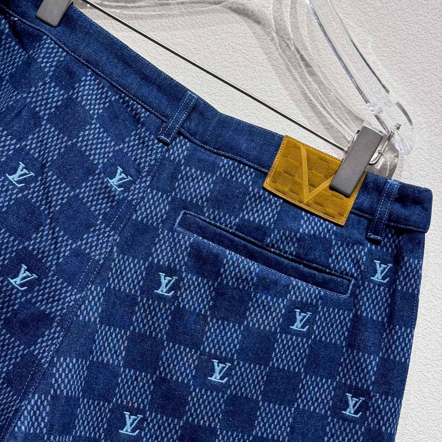 Louis Vuitton Embroidered Damier Denim Shorts  1AFVO5 - DesignerGu