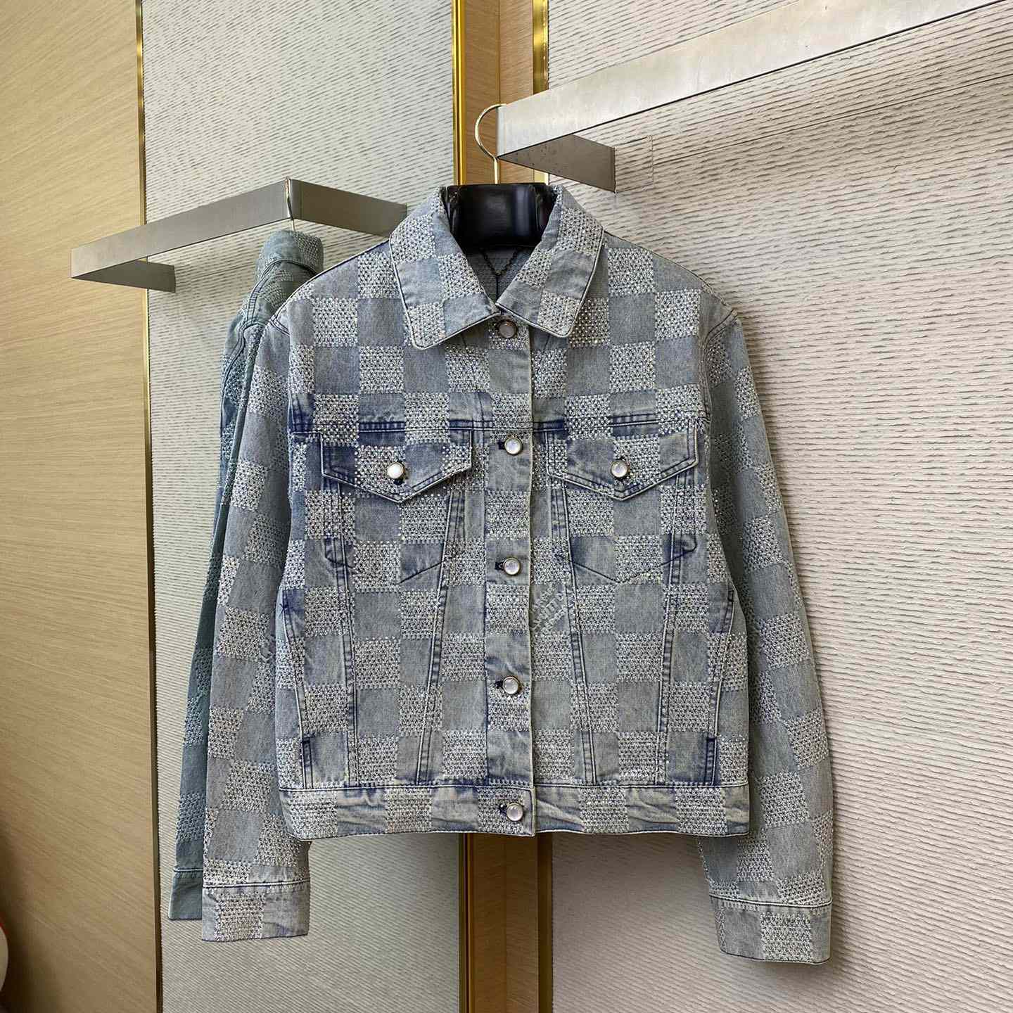 Louis Vuitton Damier Denim Jacket With Crystal - DesignerGu