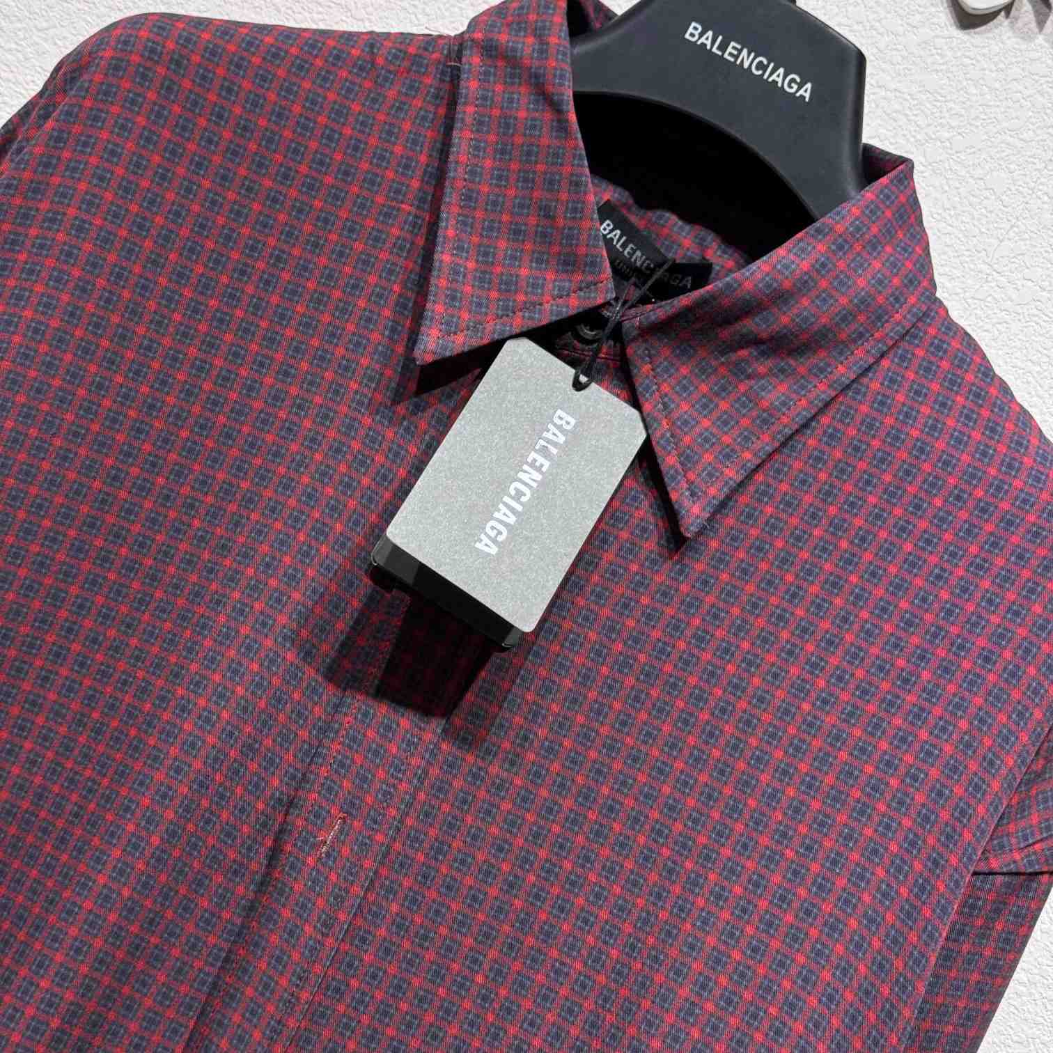 Balenciaga Fluid Shirt In Red And Grey  - DesignerGu