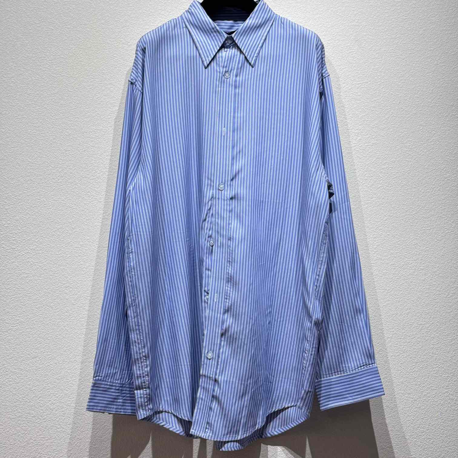 Balenciaga Fluid Shirt In Blue And White - DesignerGu