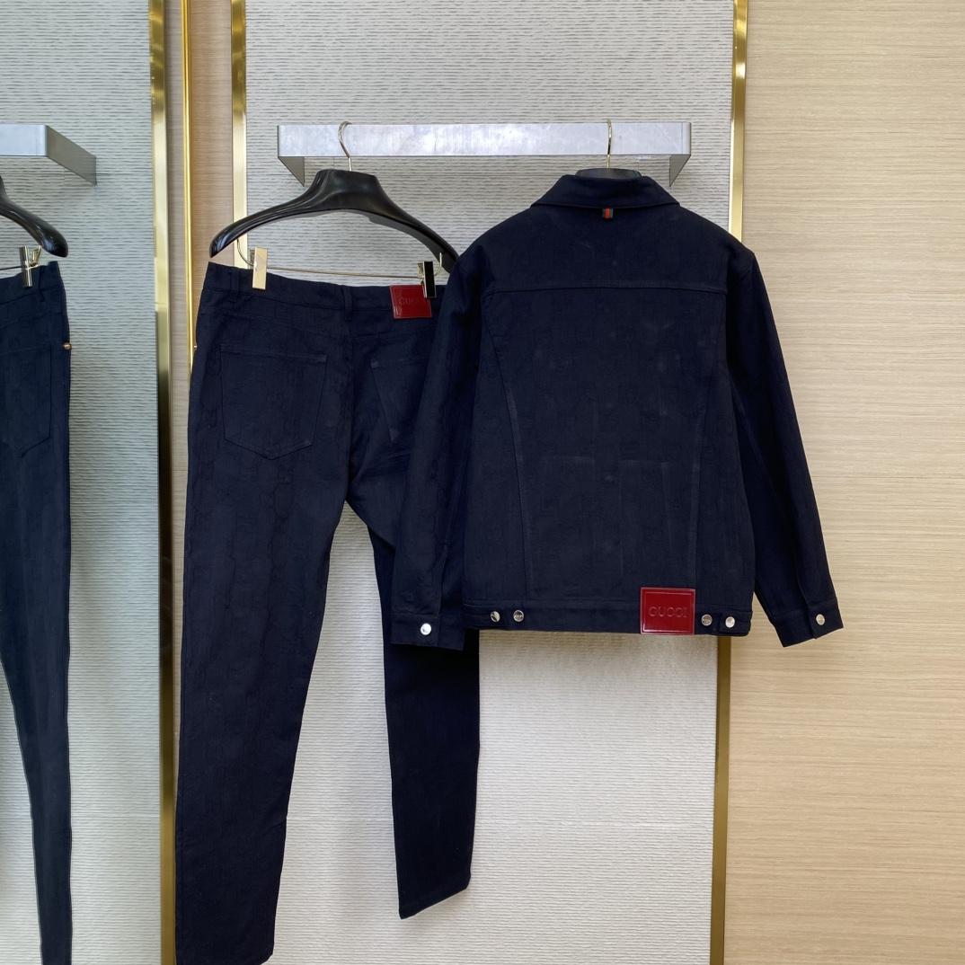 Gucci GG Denim Jacquard Jacket And Jeans - DesignerGu