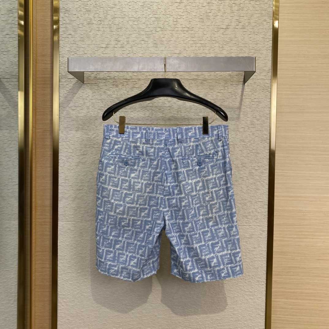 Fendi Blue FF Linen Shorts - DesignerGu