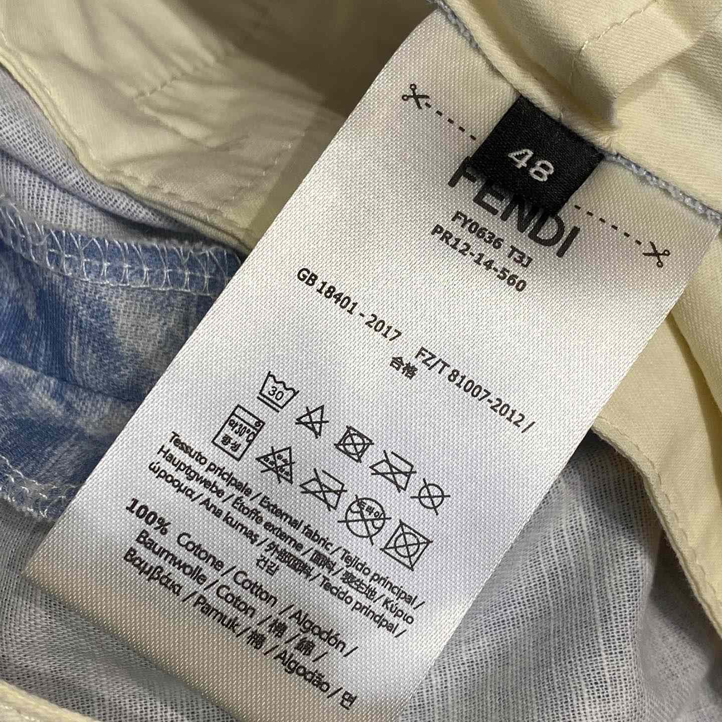 Fendi Blue FF Linen Shorts - DesignerGu