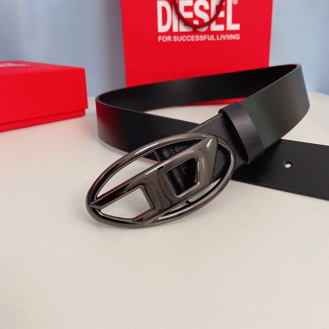 Diesel Black B-1dr Belt   4cm - DesignerGu