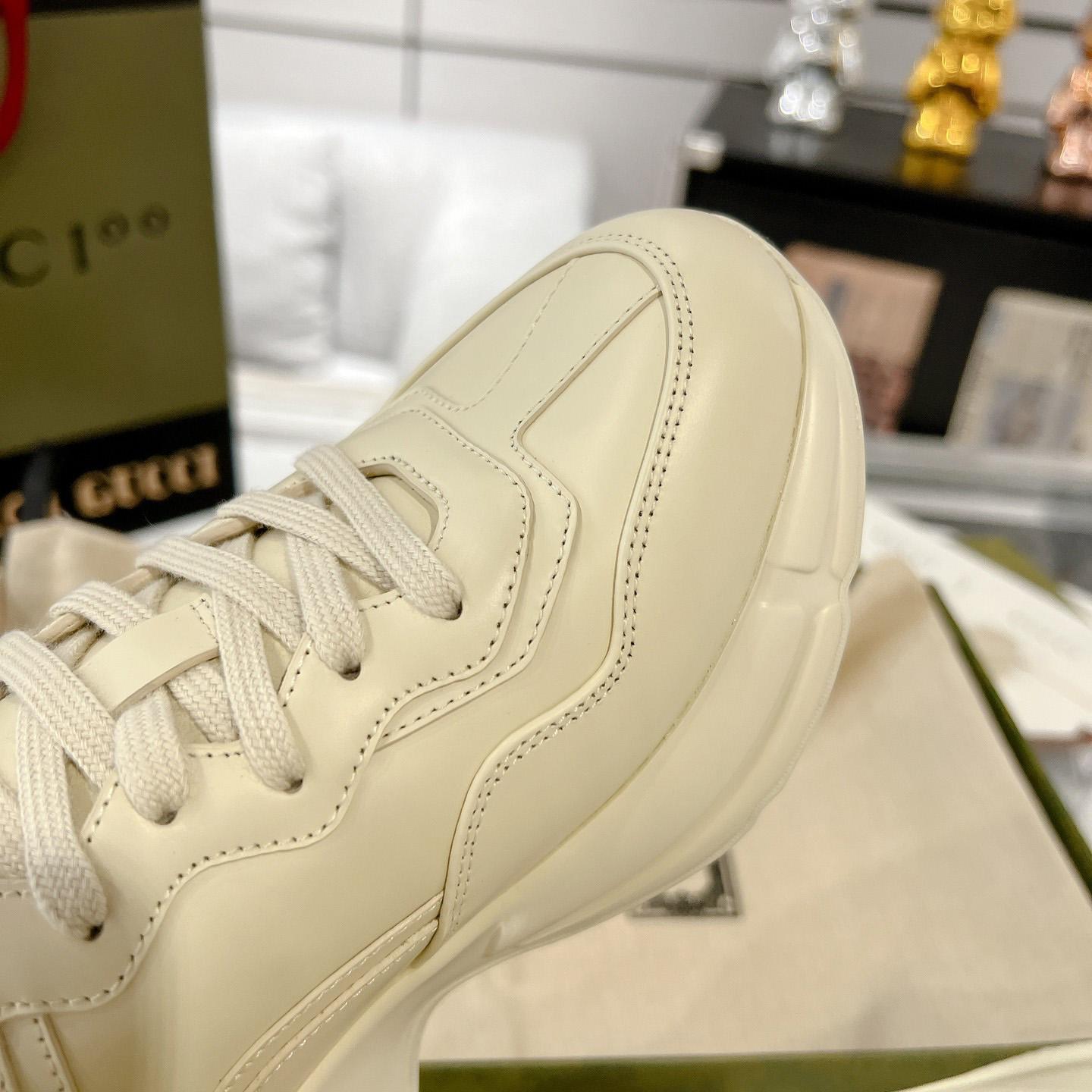 Gucci Rhyton Logo Ivory Leather Sneaker - DesignerGu