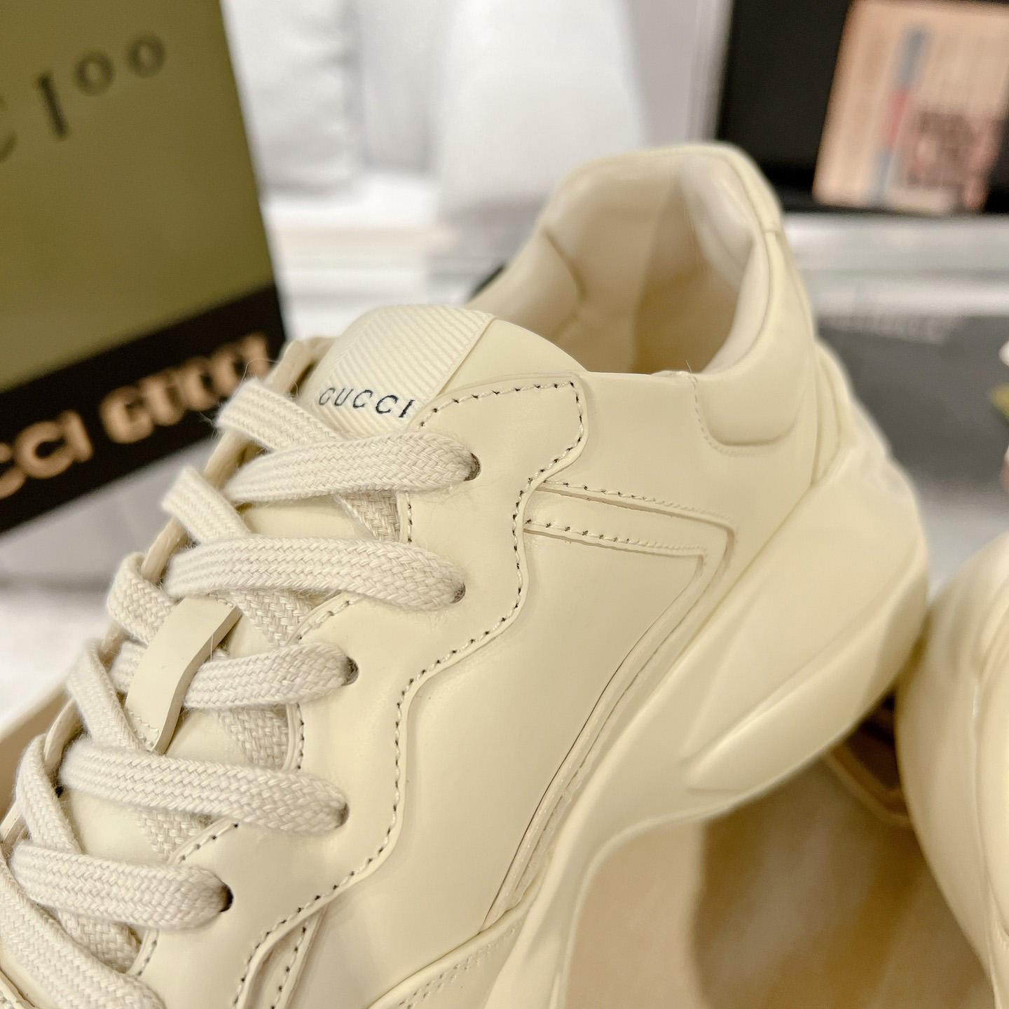 Gucci Rhyton Logo Ivory Leather Sneaker - DesignerGu