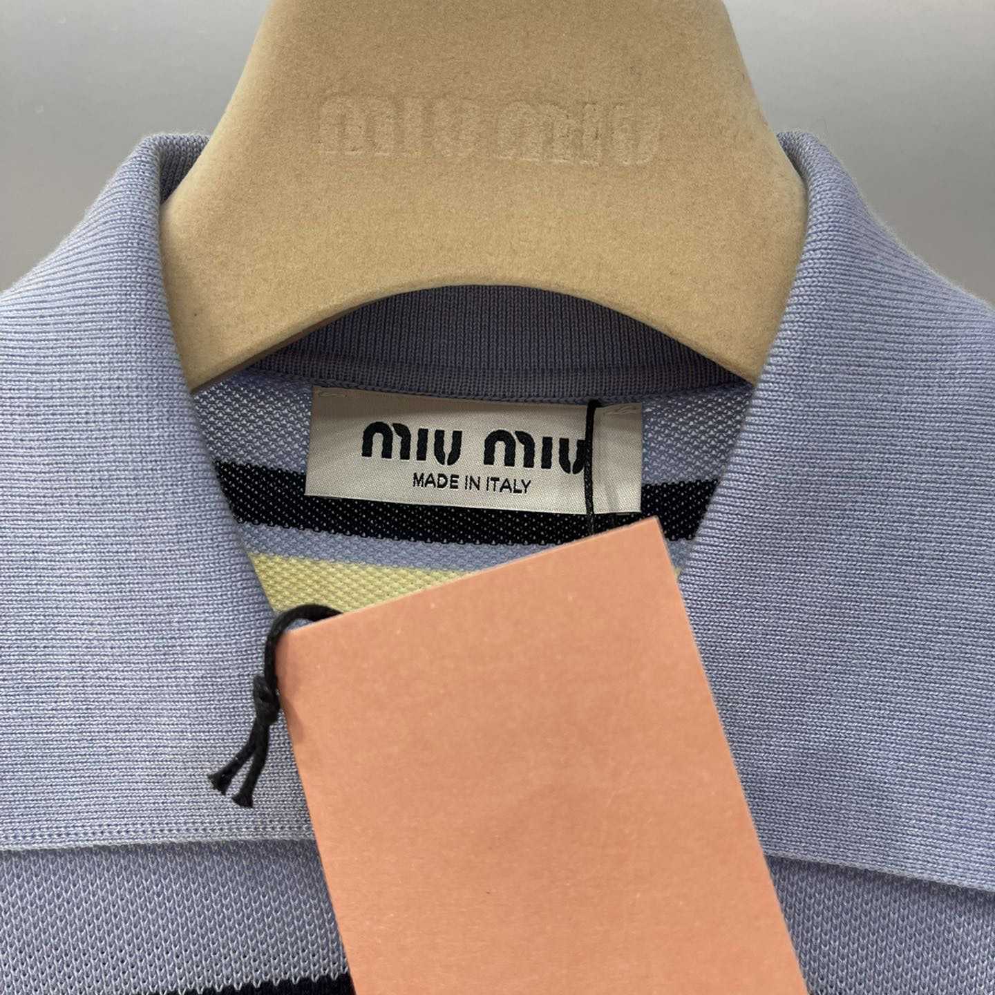 Miu Miu Striped Knitted Cotton Polo Shirt - DesignerGu