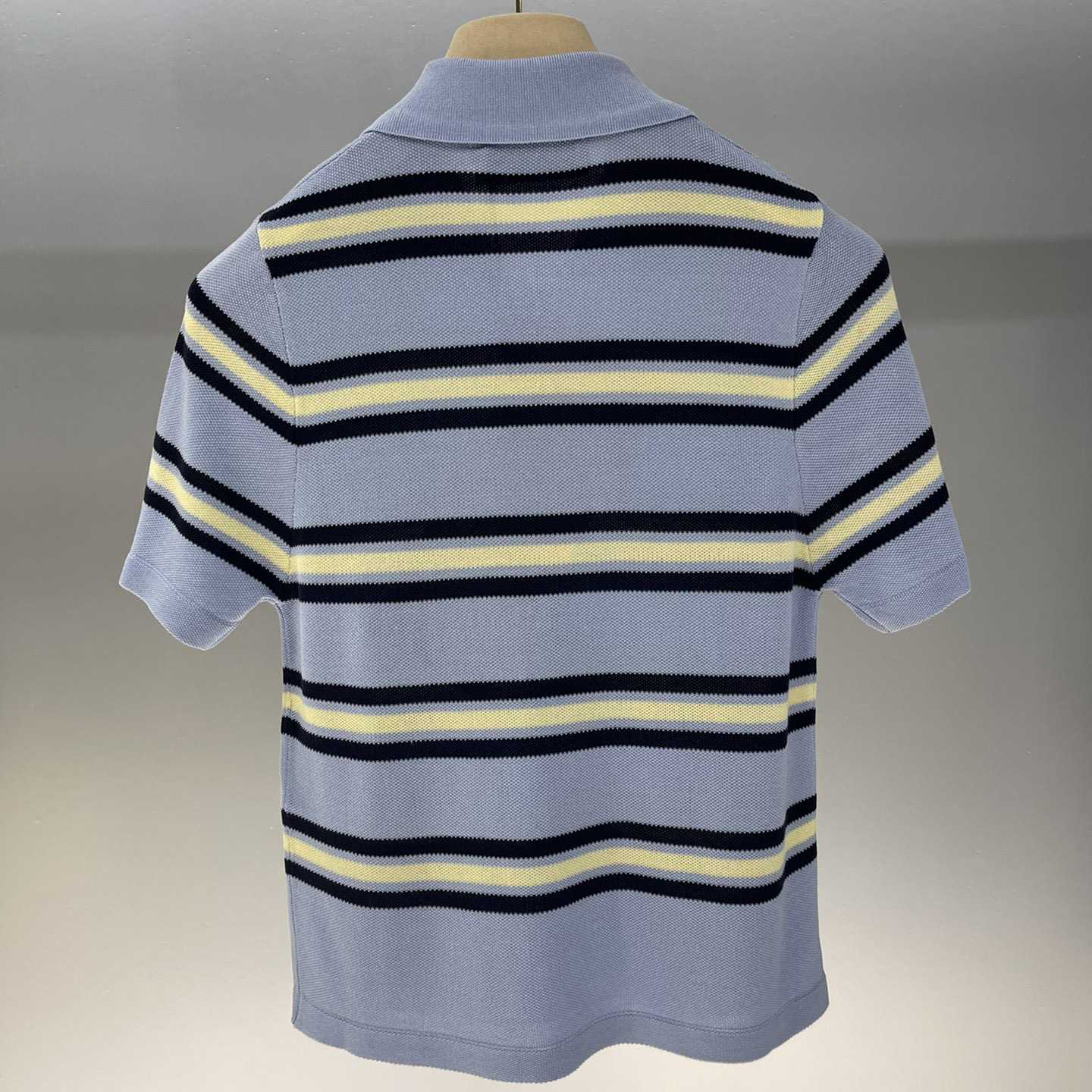 Miu Miu Striped Knitted Cotton Polo Shirt - DesignerGu