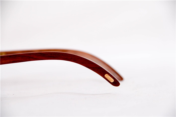 Cartier 3524012 Wood Big Lens Sunglasses In Gold Brown - DesignerGu