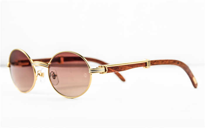 Cartier 7550178 55-22 Wood Sunglasses In Gold Brown - DesignerGu