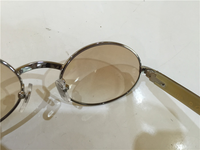 Cartier 7550178 55-22 White Curve Cattle Horn Sunglasses In Silver Brown - DesignerGu