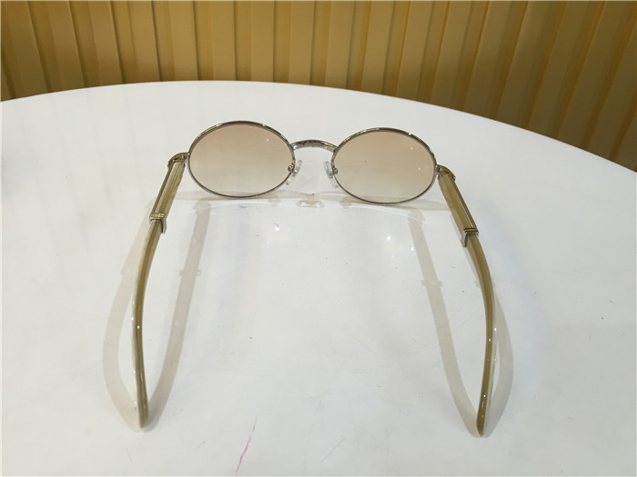 Cartier 7550178 55-22 White Curve Cattle Horn Sunglasses In Silver Brown - DesignerGu