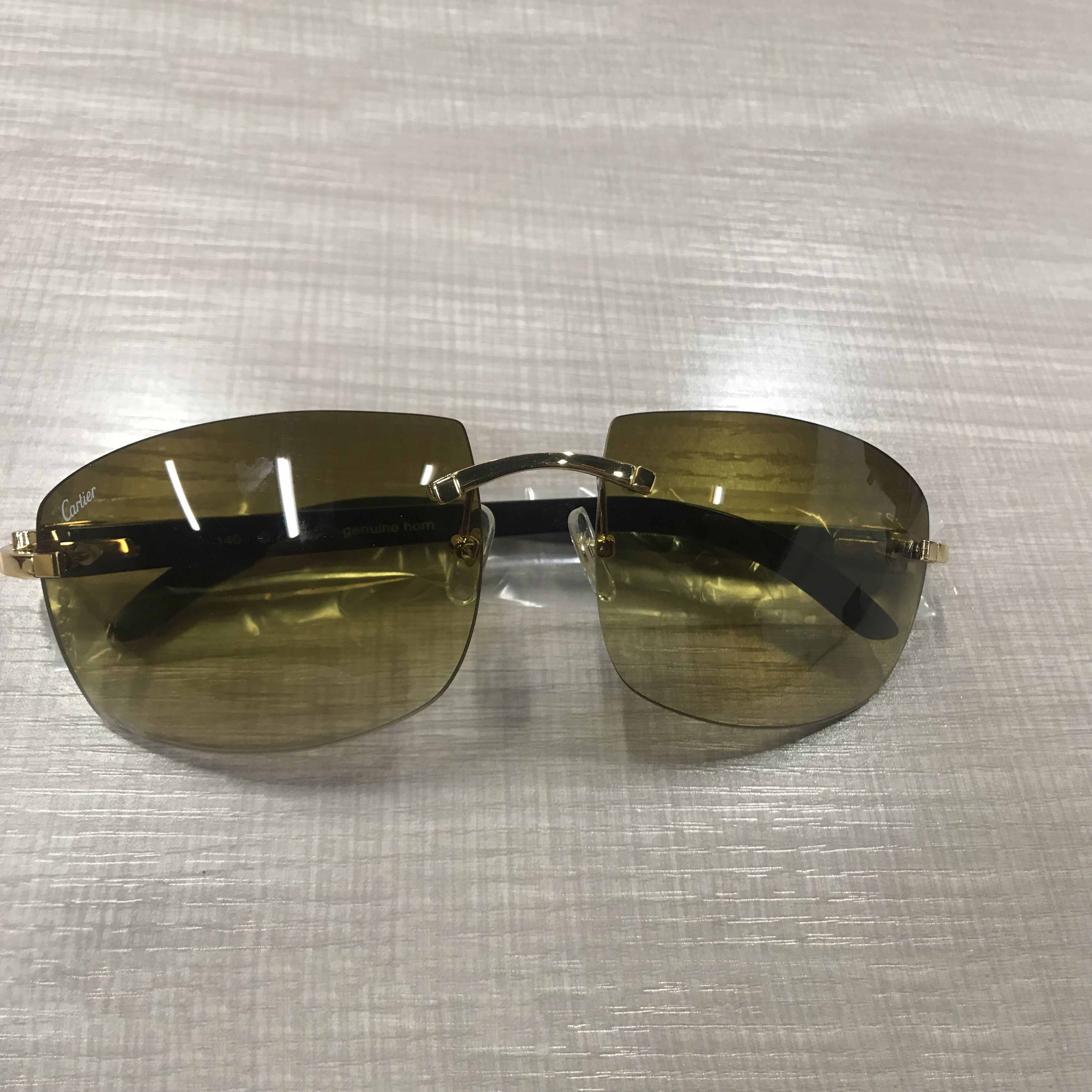 Cartier 4189705 White Mix Black Buffalo Sunglasses In Gold - DesignerGu