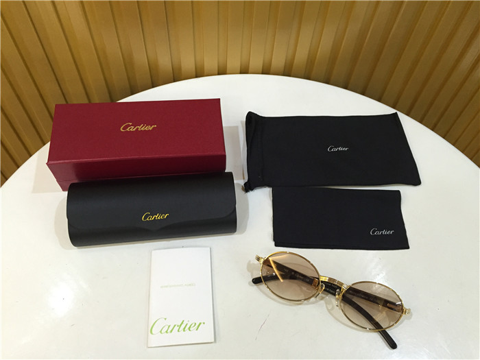 Cartier 7550178 55-22 Black Curve Cattle Horn Sunglasses In Gold Brown - DesignerGu