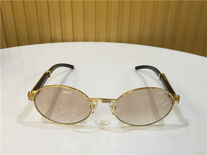 Cartier 7550178 55-22 Black Curve Cattle Horn Sunglasses In Gold Brown - DesignerGu