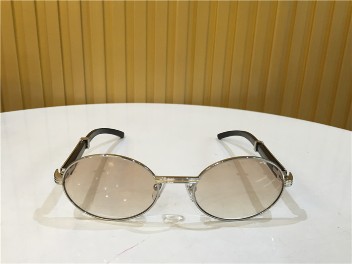 Cartier 7550178 55-22 Black Curve Cattle Horn Sunglasses In Silver Brown - DesignerGu