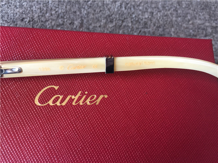 Cartier 7550178 57-22 White Curve Cattle  Horn  Sunglasses In  Gold Brown - DesignerGu