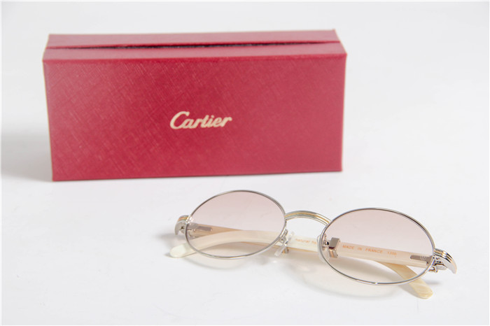 Cartier 7550178 57-22 White Curve Cattle  Horn  Sunglasses In  Gold Brown - DesignerGu